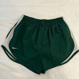 Green and White, Nike Women’s Dry Tempo Shorts, Size Large